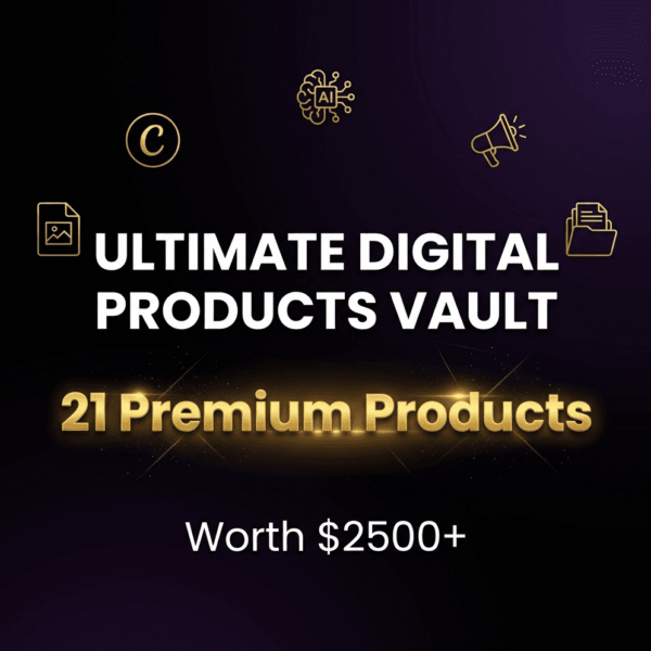 digital products bundle - Ultimate Vault with 21+ Canva templates and AI prompts
