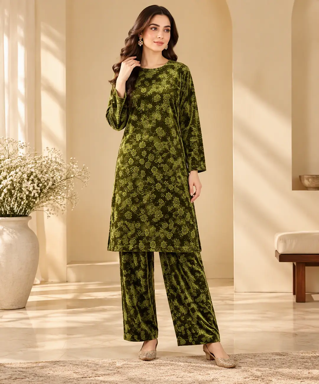 2 Pcs Women's Unstitched 3-D Block Printed Suit