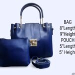 Blue PU Leather Handbag Set for Girls 8" x 5" x 9"