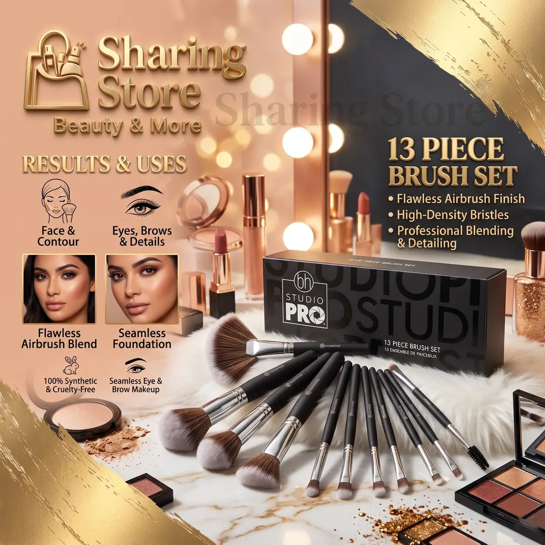 Premium BH Studio Pro 13 Piece Professional Makeup Brush Set