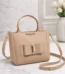 Beige Leather Shoulder Bag for Women 8x10 Inches