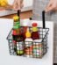 Black Metal Spice Basket Hanging Kitchen Organizer