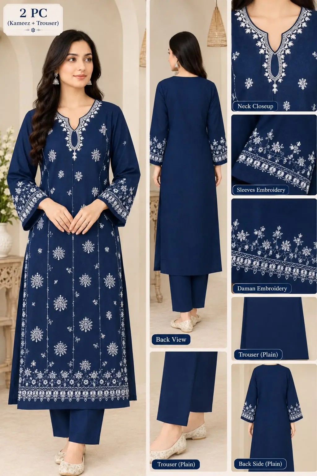 2 Pcs Women's Unstitched Embroidered Suit