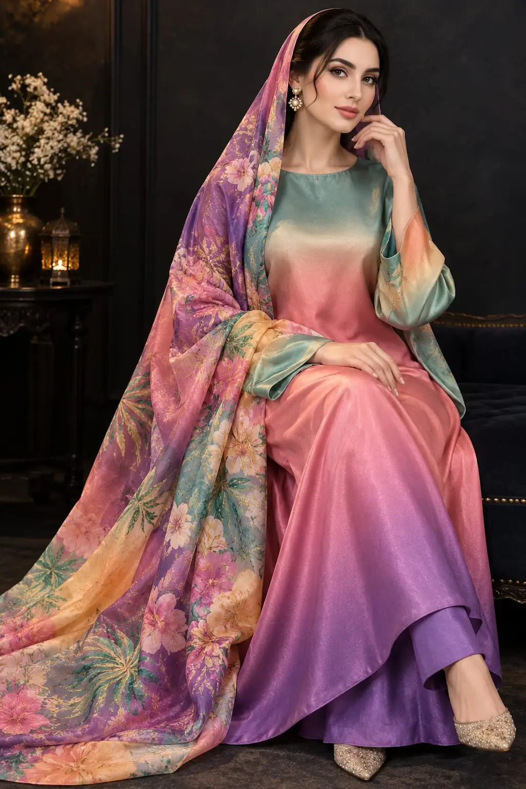 3 Pcs Women's Unstitched Digital Print Suit