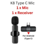 K8 Type-C Wireless Microphone with Noise Reduction 20m Range