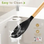 12 Pcs Silicone Kitchen Utensil Set with Wooden Handles