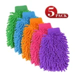 Pack of 5 Double-sided Microfiber Washable Cleaning Gloves
