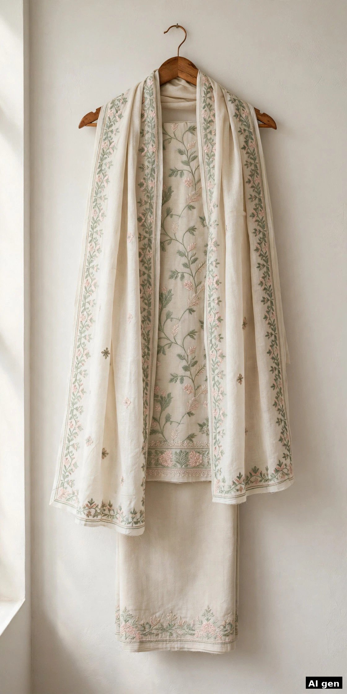 2 Pcs Women's Unstitched Hand Embroidered Suit AI image 3